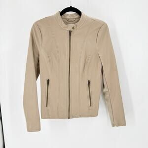 G.H. Bass & Co. Moto Jacket Beige Faux Leather sz S  western  biker street wear